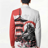 Japanese Samurai Warrior Enso Blazer Japan Pagoda Sakura Watercolor - Polynesian Pride