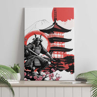 Japanese Samurai Warrior Enso Canvas Wall Art Japan Pagoda Sakura Watercolor - Polynesian Pride