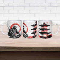 Japanese Samurai Warrior Enso Ceramic Mug Japan Pagoda Sakura Watercolor - Polynesian Pride