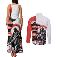 Japanese Samurai Warrior Enso Couples Matching Tank Maxi Dress and Long Sleeve Button Shirt Japan Pagoda Sakura Watercolor LT14 - Polynesian Pride