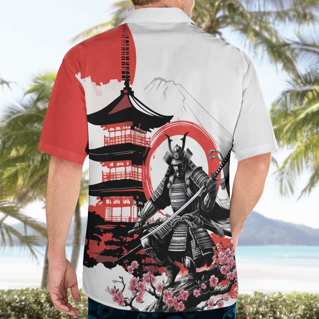 Japanese Samurai Warrior Enso Hawaiian Shirt Japan Pagoda Sakura Watercolor - Polynesian Pride