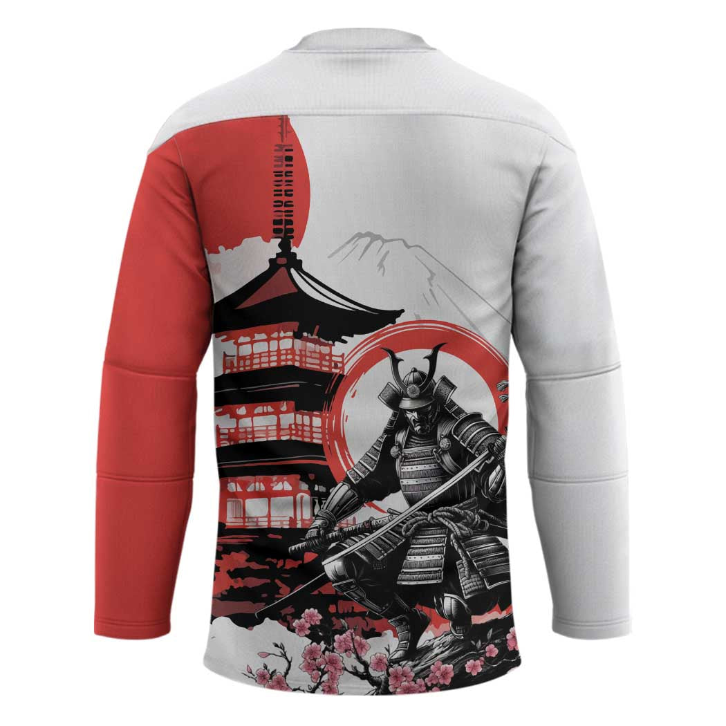 Japanese Samurai Warrior Enso Hockey Jersey Japan Pagoda Sakura Watercolor LT14 - Polynesian Pride