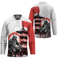Japanese Samurai Warrior Enso Hockey Jersey Japan Pagoda Sakura Watercolor LT14 - Polynesian Pride