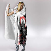 Japanese Samurai Warrior Enso Hooded Blanket Japan Pagoda Sakura Watercolor - Polynesian Pride
