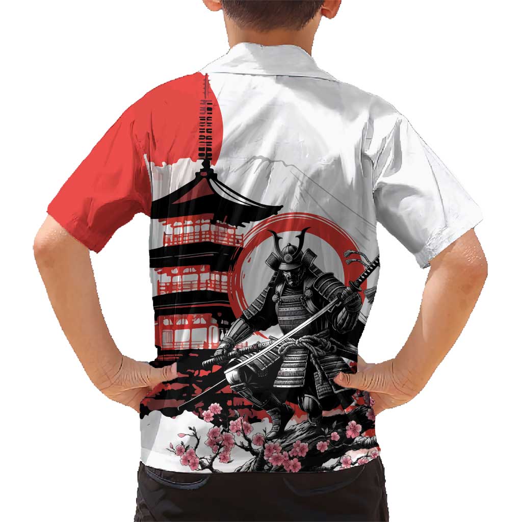 Japanese Samurai Warrior Enso Kid Hawaiian Shirt Japan Pagoda Sakura Watercolor - Polynesian Pride