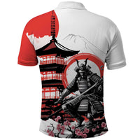 Japanese Samurai Warrior Enso Polo Shirt Japan Pagoda Sakura Watercolor - Polynesian Pride