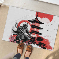 Japanese Samurai Warrior Enso Rubber Doormat Japan Pagoda Sakura Watercolor - Polynesian Pride