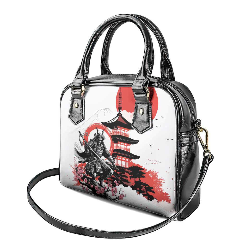 Japanese Samurai Warrior Enso Shoulder Handbag Japan Pagoda Sakura Watercolor - Polynesian Pride