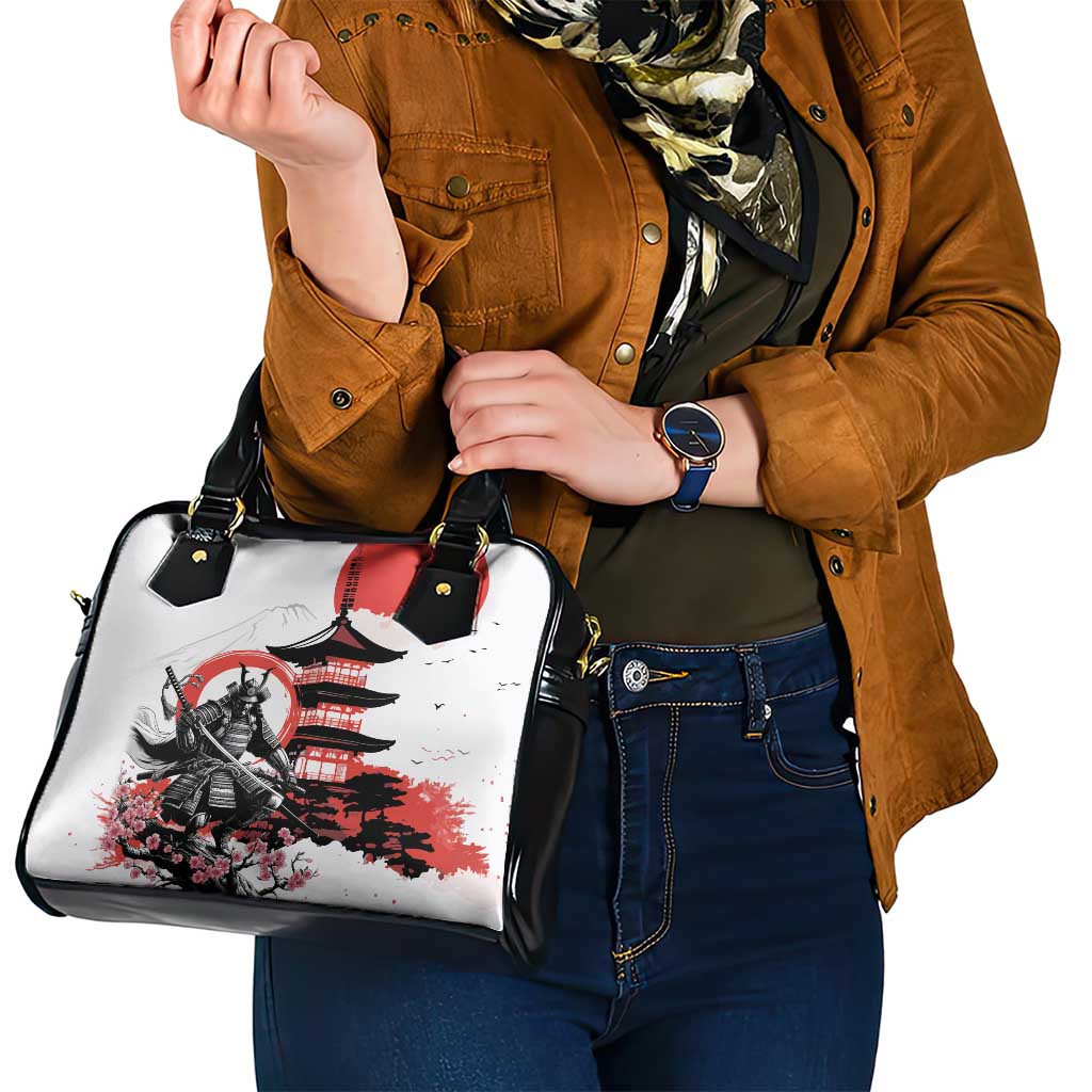 Japanese Samurai Warrior Enso Shoulder Handbag Japan Pagoda Sakura Watercolor - Polynesian Pride