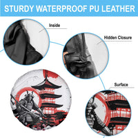 Japanese Samurai Warrior Enso Spare Tire Cover Japan Pagoda Sakura Watercolor - Polynesian Pride