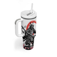 Japanese Samurai Warrior Enso Tumbler With Handle Japan Pagoda Sakura Watercolor LT14 - Polynesian Pride