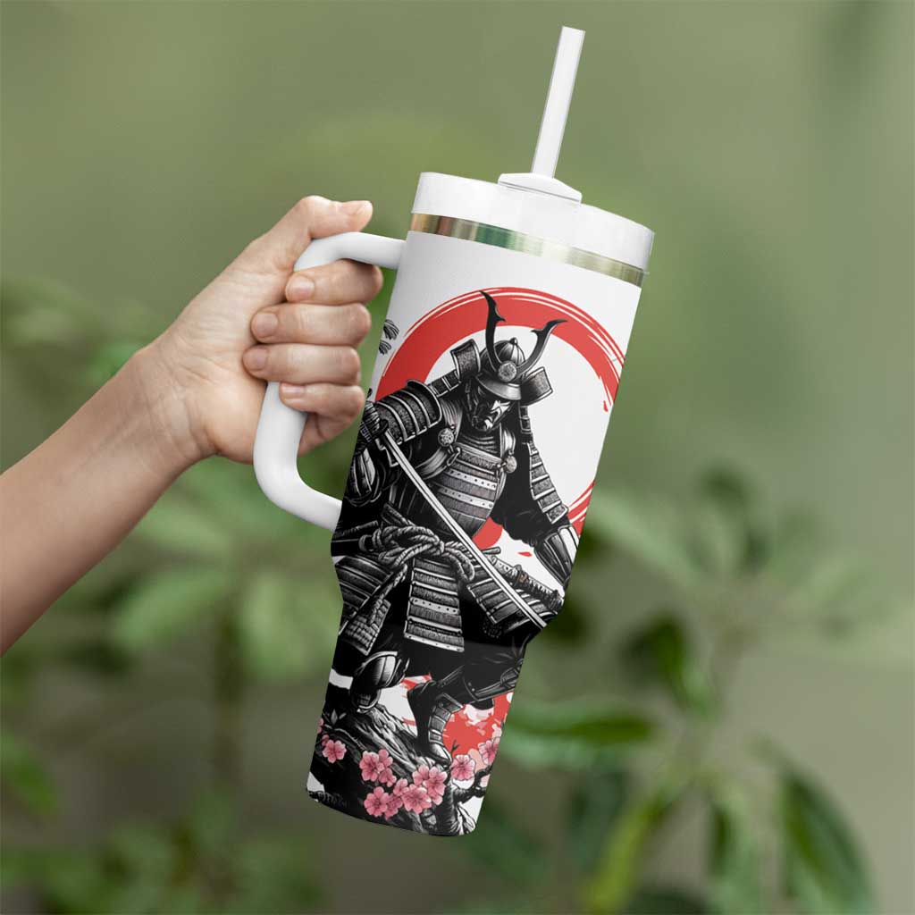 Japanese Samurai Warrior Enso Tumbler With Handle Japan Pagoda Sakura Watercolor LT14 - Polynesian Pride