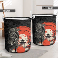 Japanese Dragon Katana Enso Laundry Basket Japan Pagoda Seamless Cloud - Polynesian Pride