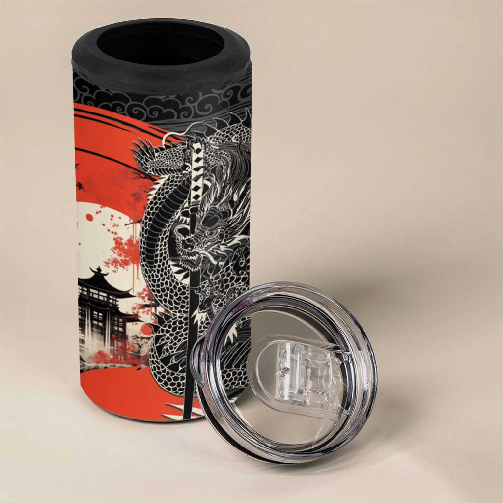 Japanese Dragon Katana Enso 4 in 1 Can Cooler Tumbler Japan Pagoda Seamless Cloud LT14 - Polynesian Pride