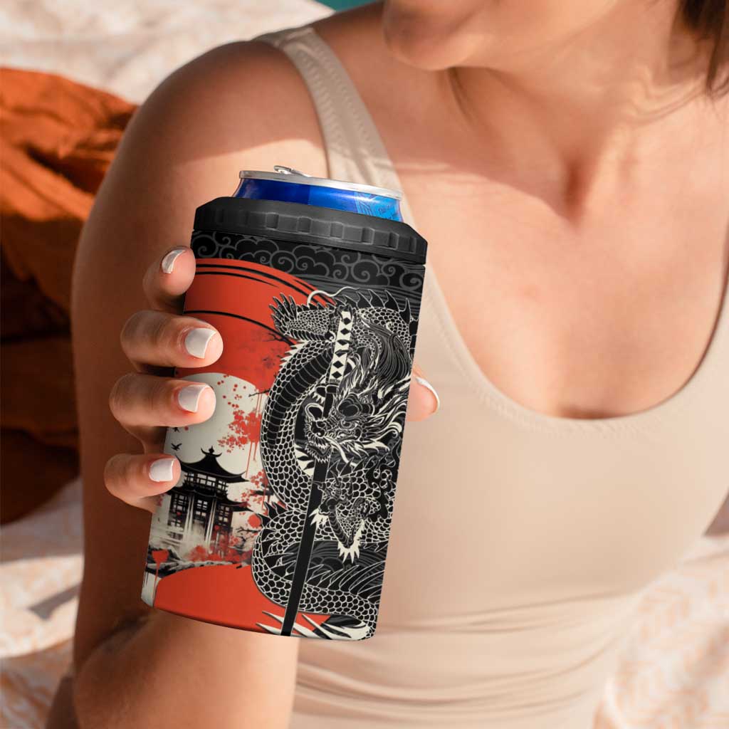 Japanese Dragon Katana Enso 4 in 1 Can Cooler Tumbler Japan Pagoda Seamless Cloud LT14 - Polynesian Pride