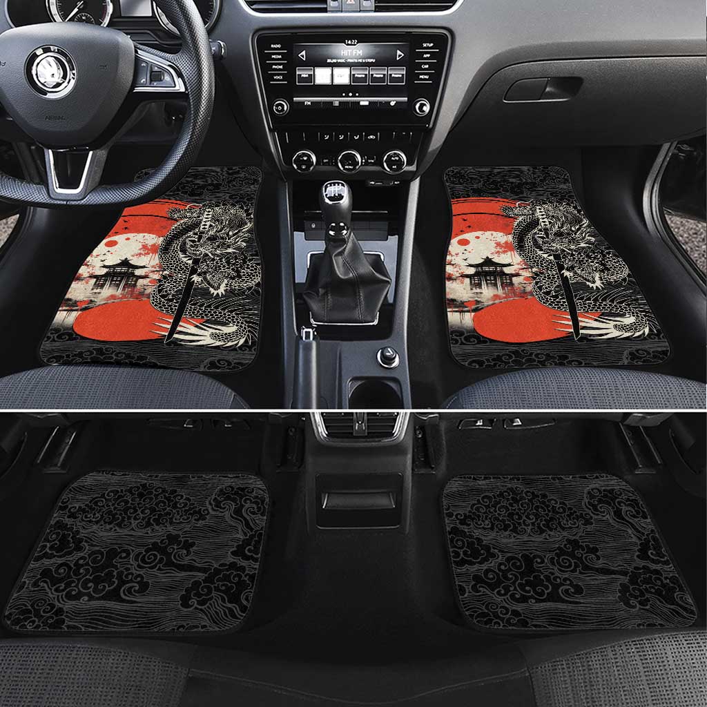 Japanese Dragon Katana Enso Car Mats Japan Pagoda Seamless Cloud - Polynesian Pride
