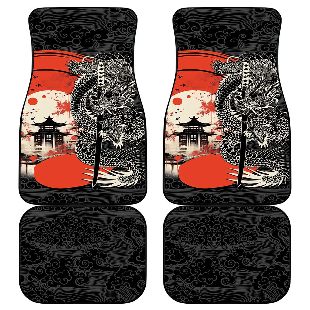 Japanese Dragon Katana Enso Car Mats Japan Pagoda Seamless Cloud - Polynesian Pride