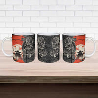 Japanese Dragon Katana Enso Ceramic Mug Japan Pagoda Seamless Cloud - Polynesian Pride