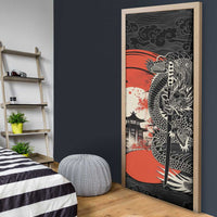Japanese Dragon Katana Enso Door Cover Japan Pagoda Seamless Cloud LT14 - Polynesian Pride