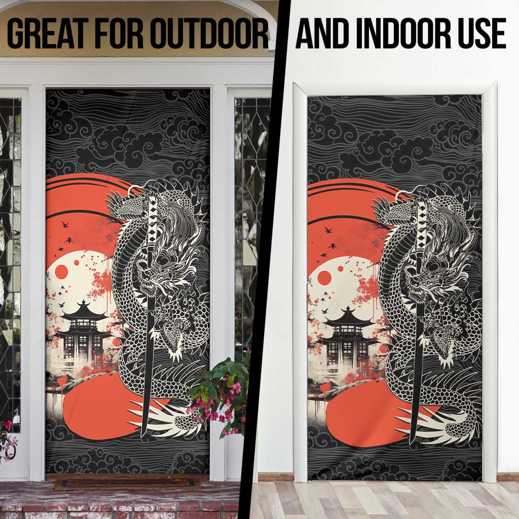Japanese Dragon Katana Enso Door Cover Japan Pagoda Seamless Cloud LT14 - Polynesian Pride