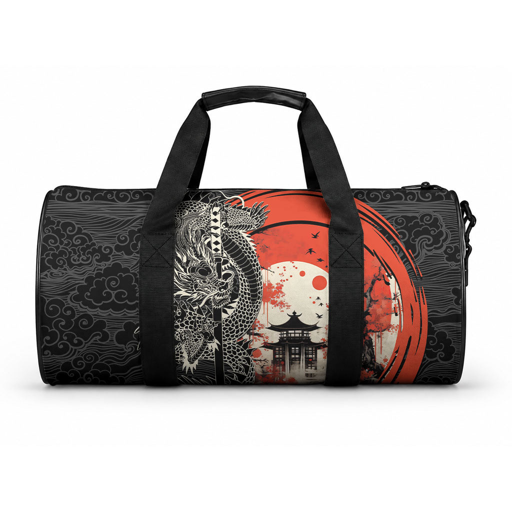 Japanese Dragon Katana Enso Duffle Bag Japan Pagoda Seamless Cloud