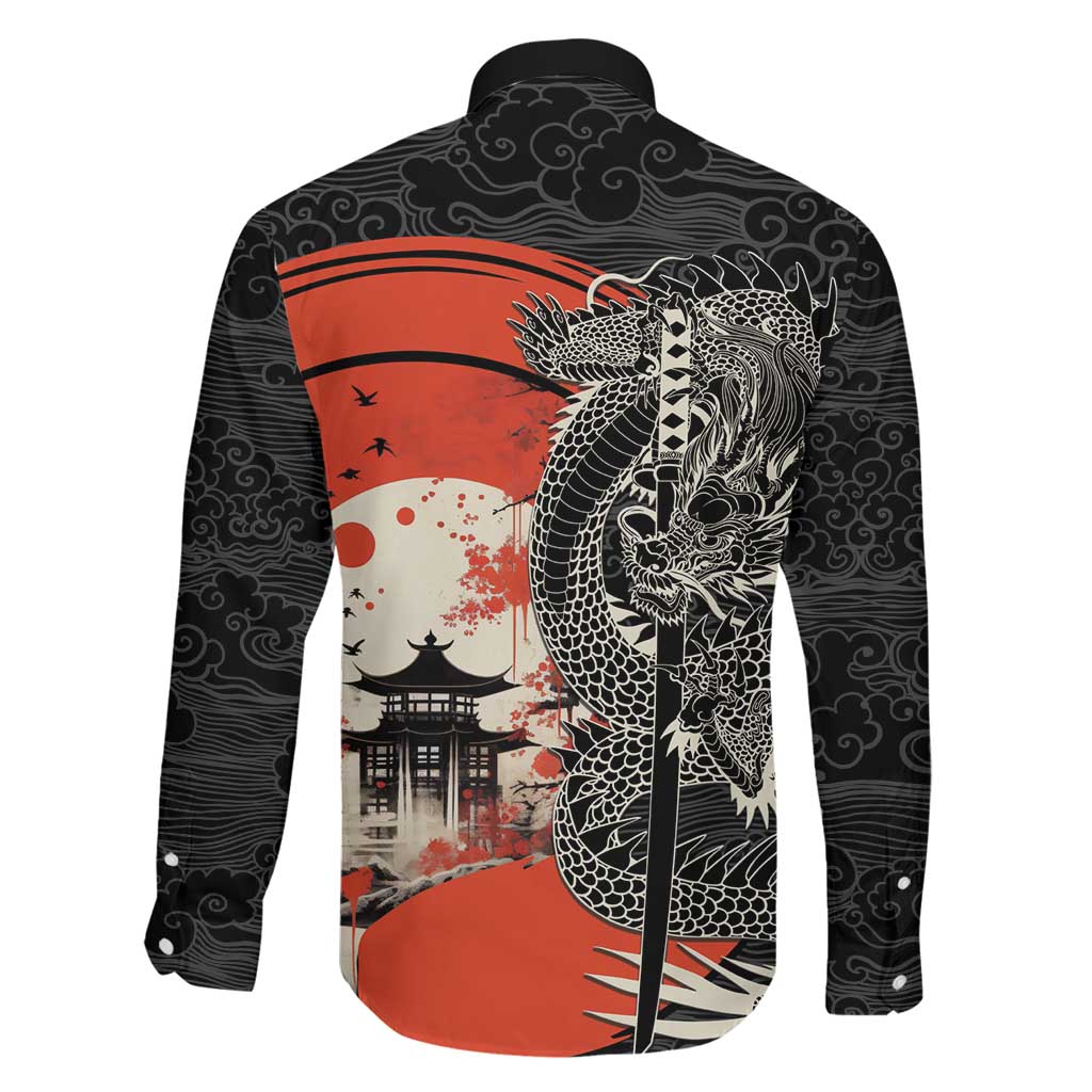 Japanese Dragon Katana Enso Family Matching Off Shoulder Short Dress and Hawaiian Shirt Japan Pagoda Seamless Cloud LT14 - Polynesian Pride