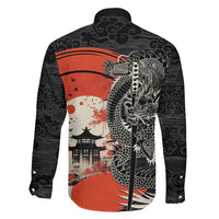Japanese Dragon Katana Enso Family Matching Off Shoulder Short Dress and Hawaiian Shirt Japan Pagoda Seamless Cloud LT14 - Polynesian Pride