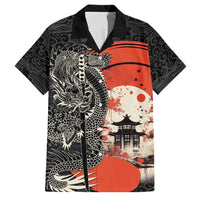 Japanese Dragon Katana Enso Family Matching Tank Maxi Dress and Hawaiian Shirt Japan Pagoda Seamless Cloud LT14 Dad's Shirt - Short Sleeve Black - Polynesian Pride