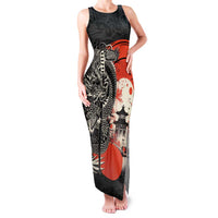 Japanese Dragon Katana Enso Family Matching Tank Maxi Dress and Hawaiian Shirt Japan Pagoda Seamless Cloud LT14 Mom's Dress Black - Polynesian Pride