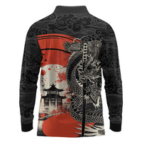 Japanese Dragon Katana Enso Long Sleeve Polo Shirt Japan Pagoda Seamless Cloud - Polynesian Pride