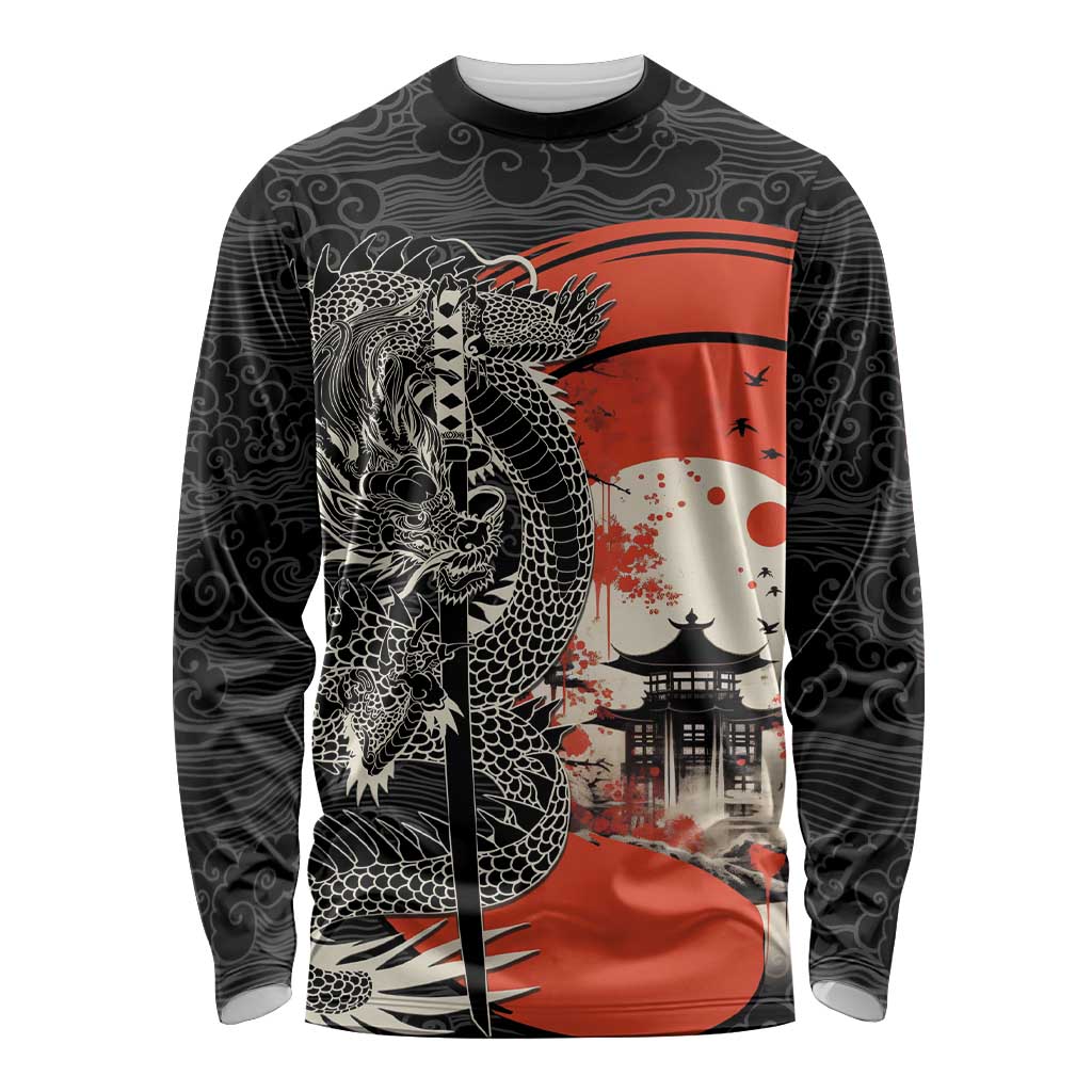 Japanese Dragon Katana Enso Long Sleeve Shirt Japan Pagoda Seamless Cloud - Polynesian Pride