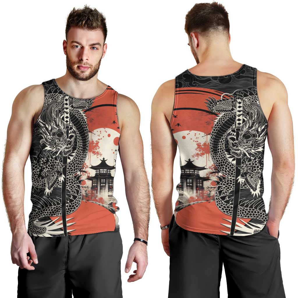 Japanese Dragon Katana Enso Men Tank Top Japan Pagoda Seamless Cloud - Polynesian Pride