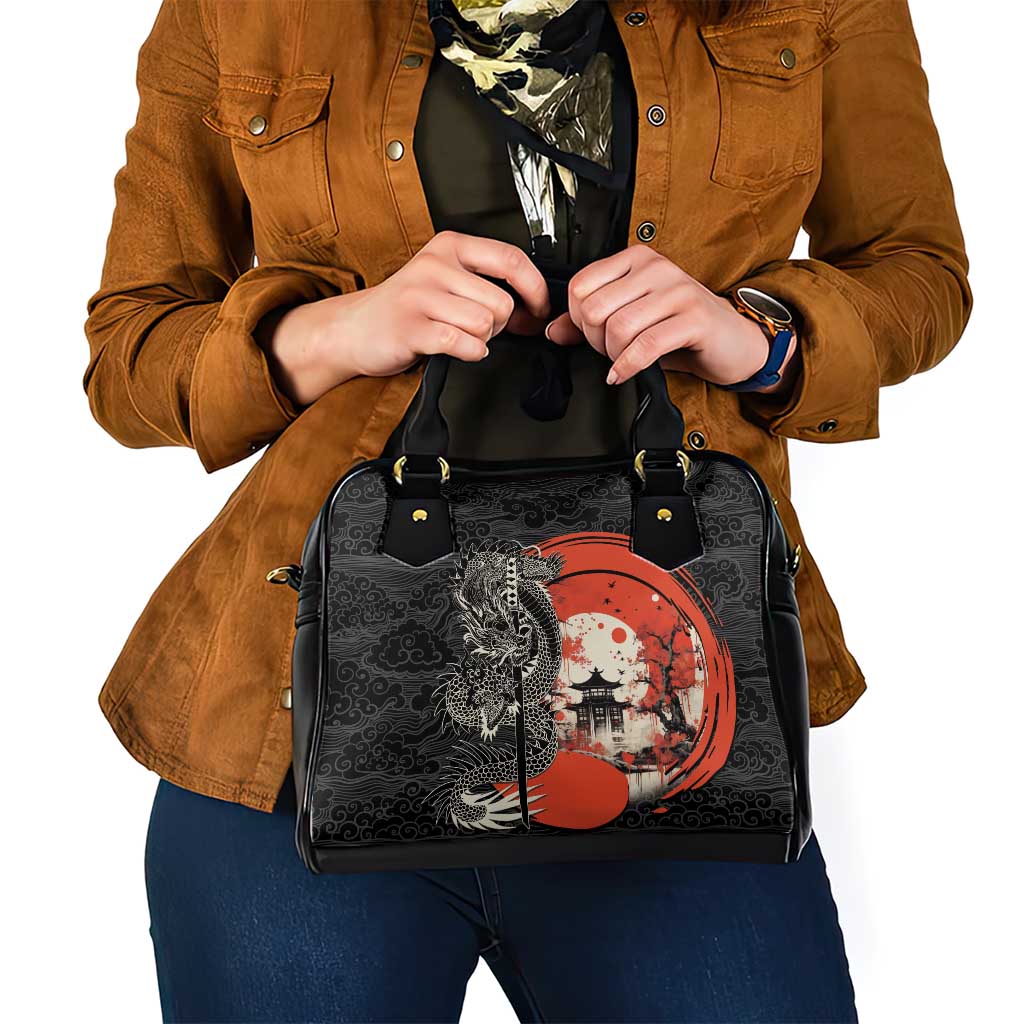 Japanese Dragon Katana Enso Shoulder Handbag Japan Pagoda Seamless Cloud - Polynesian Pride