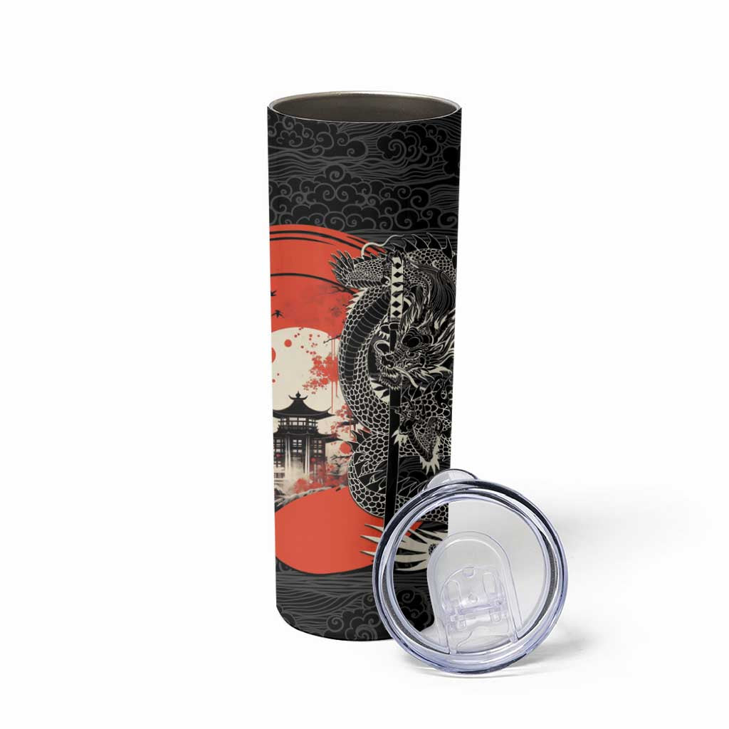 Japanese Dragon Katana Enso Skinny Tumbler Japan Pagoda Seamless Cloud LT14 - Polynesian Pride