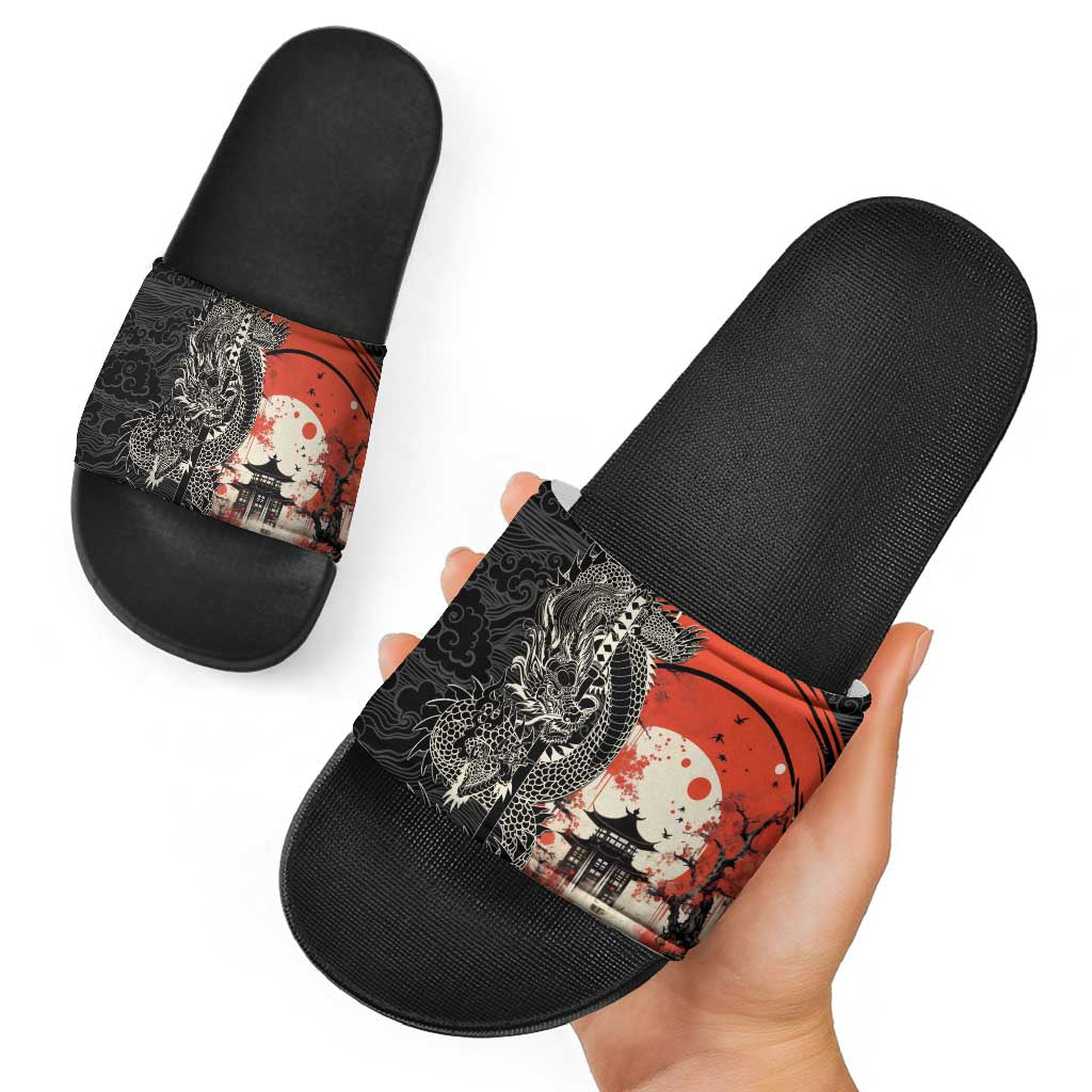 Japanese Dragon Katana Enso Slide Sandals Japan Pagoda Seamless Cloud - Polynesian Pride