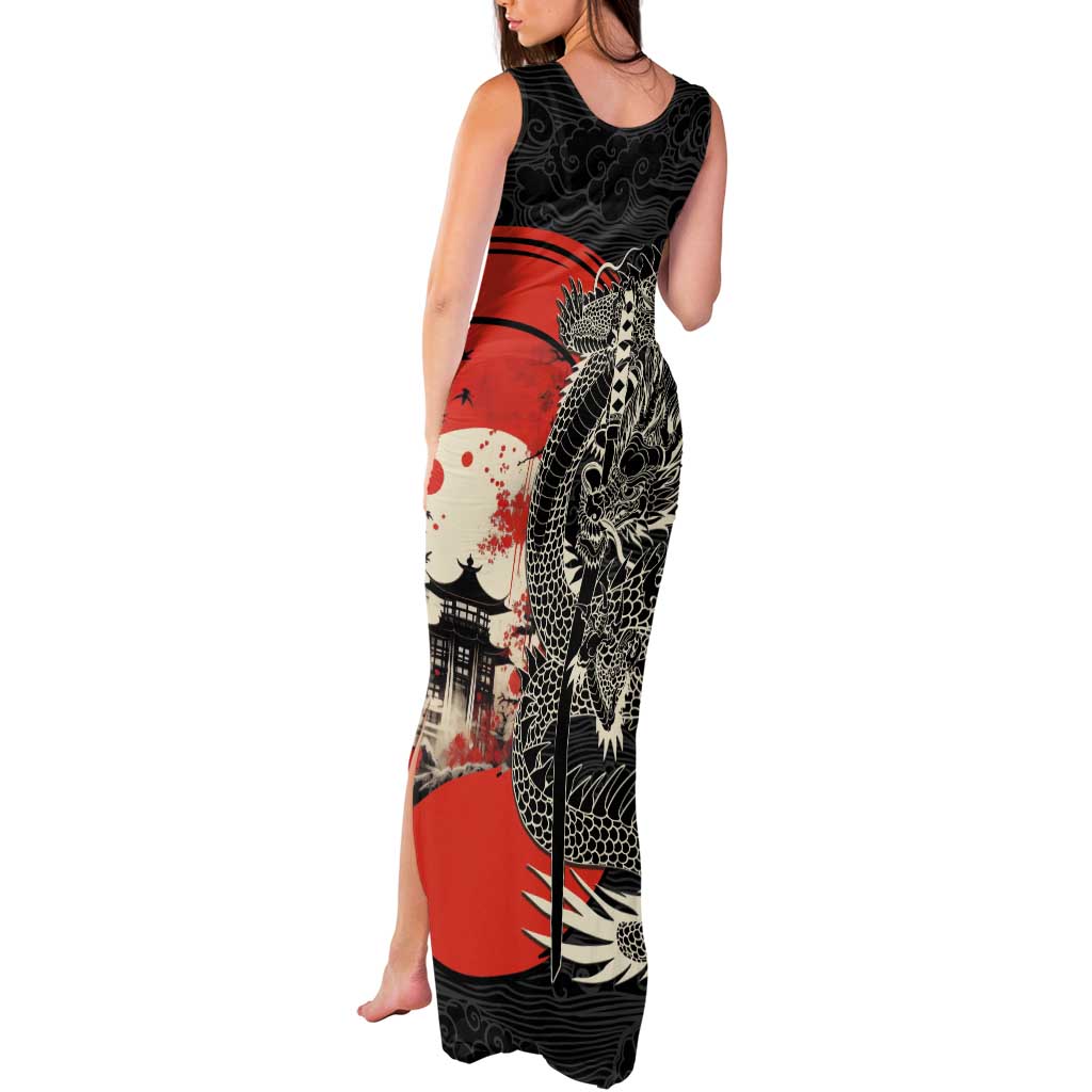 Japanese Dragon Katana Enso Tank Maxi Dress Japan Pagoda Seamless Cloud - Polynesian Pride