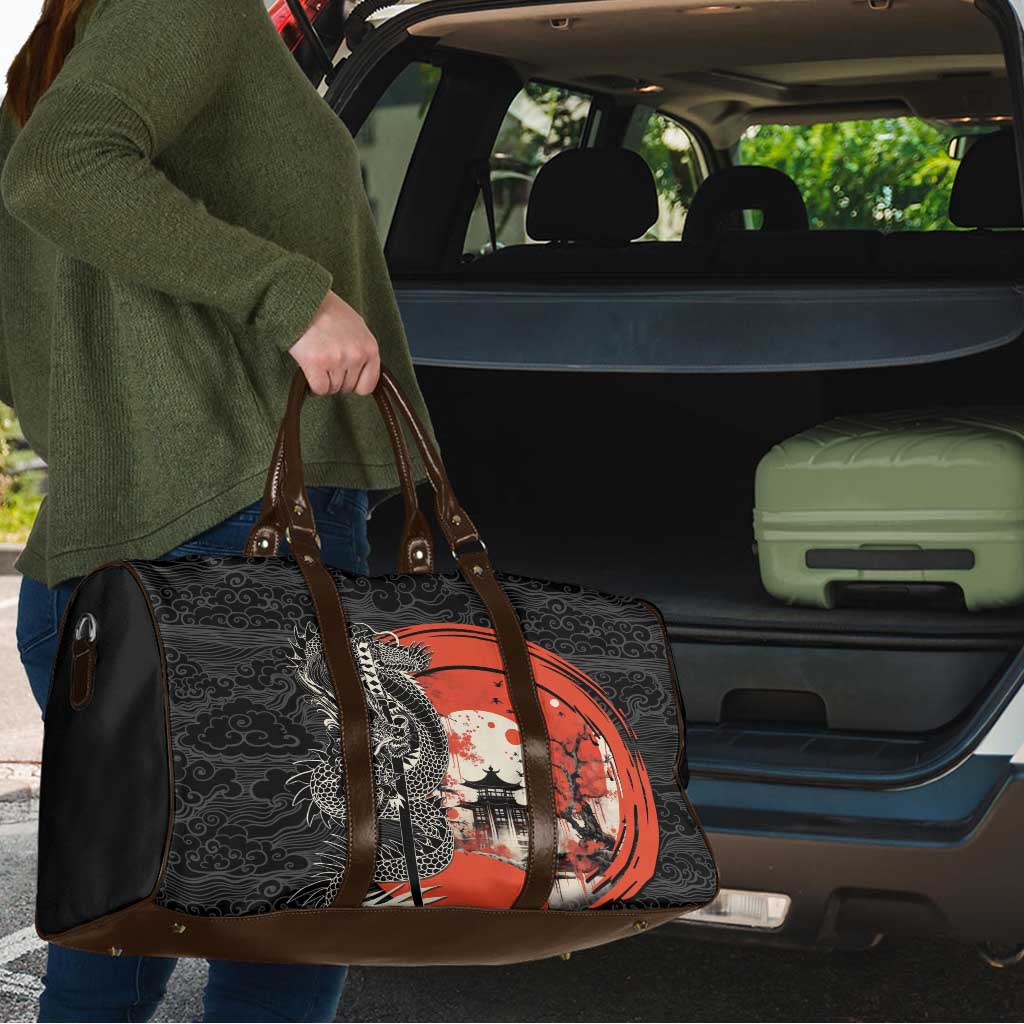 Japanese Dragon Katana Enso Travel Bag Japan Pagoda Seamless Cloud - Polynesian Pride