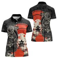 Japanese Dragon Katana Enso Women Polo Shirt Japan Pagoda Seamless Cloud LT14 - Polynesian Pride