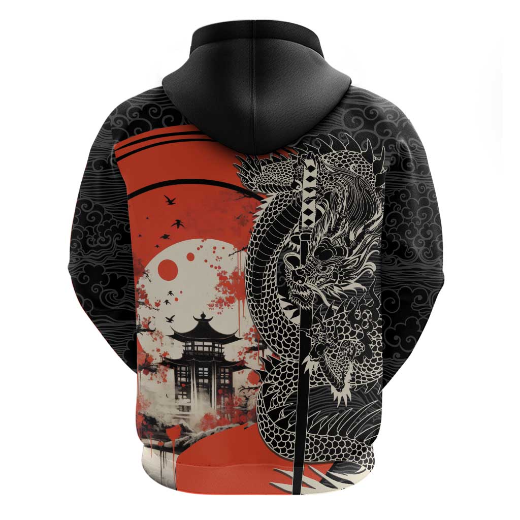 Japanese Dragon Katana Enso Zip Hoodie Japan Pagoda Seamless Cloud LT14 - Polynesian Pride