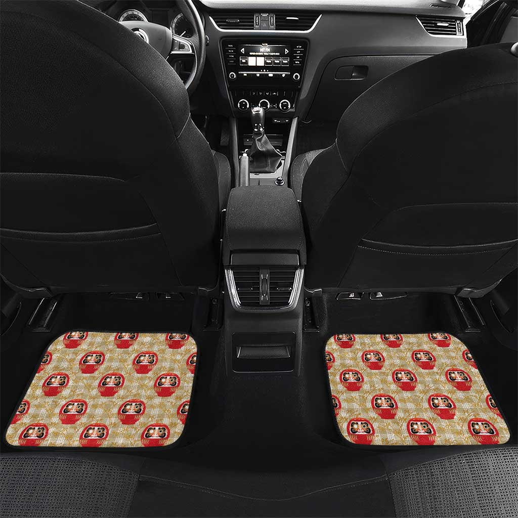 Japanese Daruma Doll Car Mats Palaka With Seamless Bamboo Pattern - Polynesian Pride