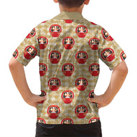 Japanese Daruma Doll Family Matching Off The Shoulder Long Sleeve Dress and Hawaiian Shirt Palaka With Seamless Bamboo Pattern LT14 - Polynesian Pride
