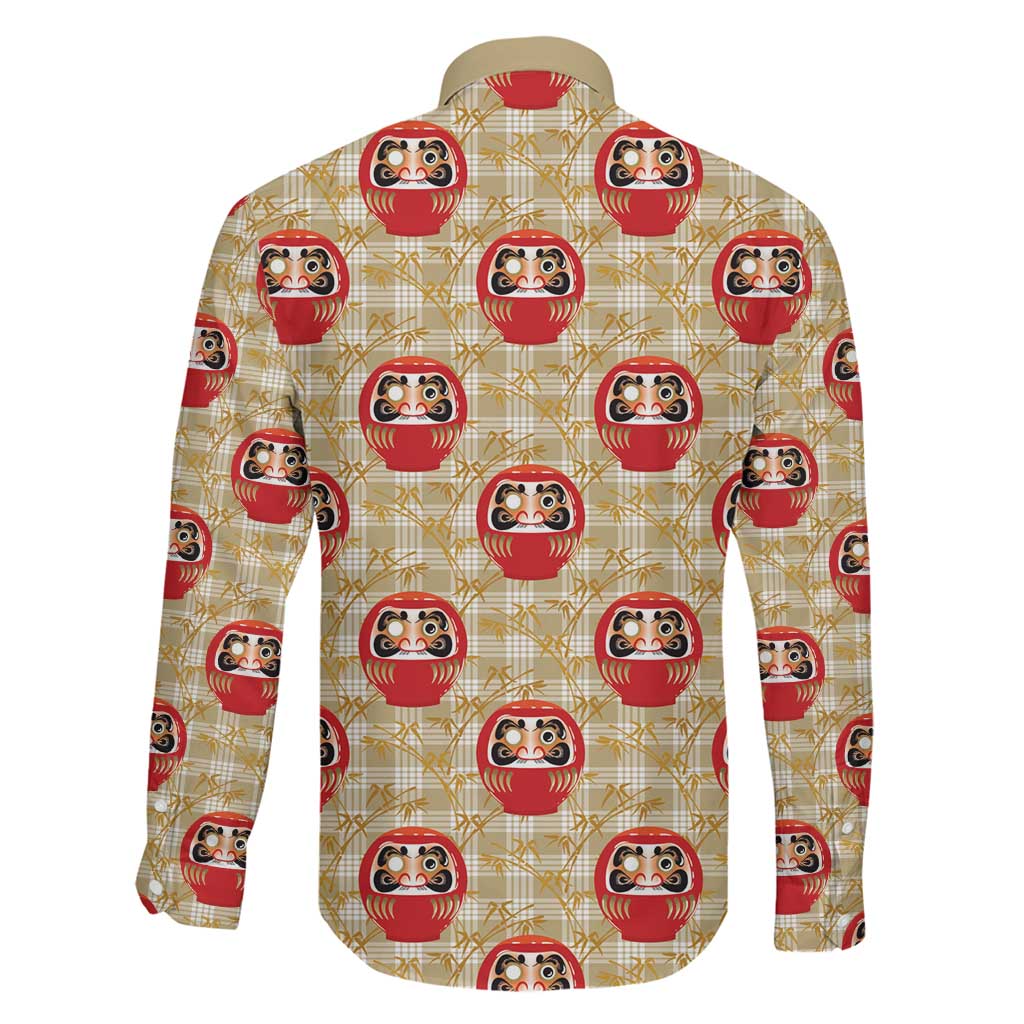 Japanese Daruma Doll Family Matching Off The Shoulder Long Sleeve Dress and Hawaiian Shirt Palaka With Seamless Bamboo Pattern LT14 - Polynesian Pride