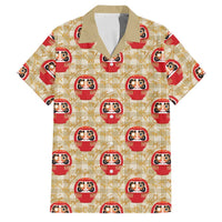 Japanese Daruma Doll Family Matching Short Sleeve Bodycon Dress and Hawaiian Shirt Palaka With Seamless Bamboo Pattern LT14 Dad's Shirt - Short Sleeve Beige - Polynesian Pride