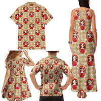 Japanese Daruma Doll Family Matching Tank Maxi Dress and Hawaiian Shirt Palaka With Seamless Bamboo Pattern LT14 - Polynesian Pride