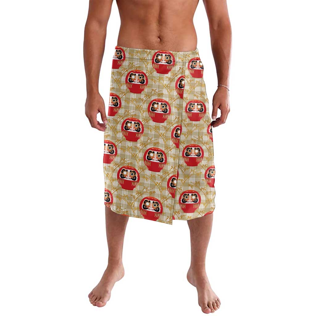 Japanese Daruma Doll Lavalava Palaka With Seamless Bamboo Pattern - Polynesian Pride