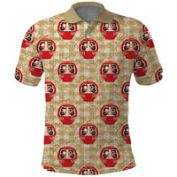 Japanese Daruma Doll Polo Shirt Palaka With Seamless Bamboo Pattern - Polynesian Pride