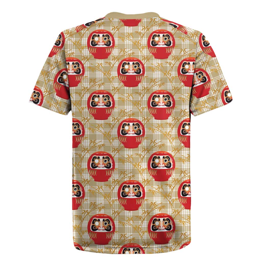 Japanese Daruma Doll Rugby Jersey Palaka With Seamless Bamboo Pattern - Polynesian Pride