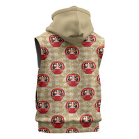 Japanese Daruma Doll Sleeveless Zip Hoodie Palaka With Seamless Bamboo Pattern - Polynesian Pride