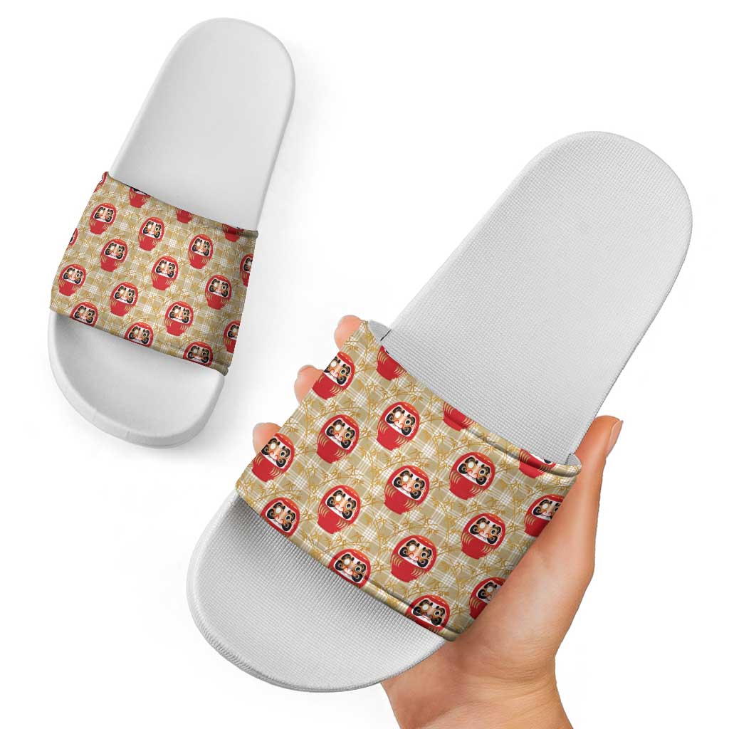 Japanese Daruma Doll Slide Sandals Palaka With Seamless Bamboo Pattern - Polynesian Pride