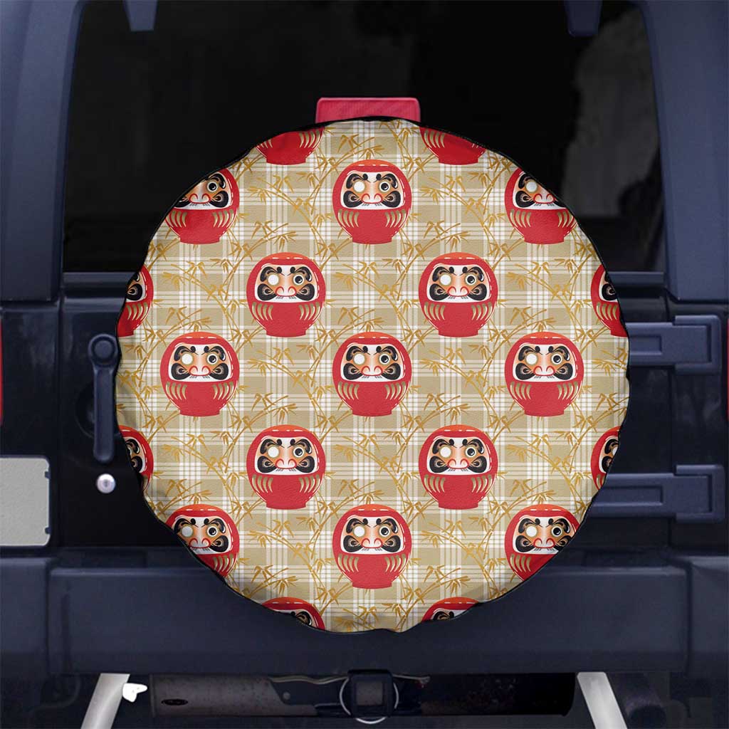 Japanese Daruma Doll Spare Tire Cover Palaka With Seamless Bamboo Pattern - Polynesian Pride